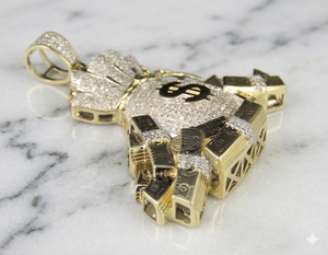 Custom 925 <b>Silver</b> Iced Lucky Wealth Moneybag Dollar Sign Moissanite Diamond Hip Hop Children's Party <b>Necklace</b> Fine pendant Charm - Product Image 3