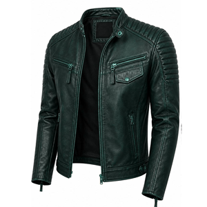 Chaqueta de Cuero Premium para Hombre, Estilo Motero Clásico, Corte Ajustado, Abrigo Casual de Invierno - Product Image 2