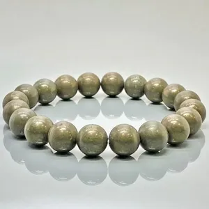 Natural Pyrite 8mm Smooth Round AA Grade Gemstone Beads <b>Stretch</b> <b>Bracelet</b> Healing Jewelry Wholesale - Product Image 4