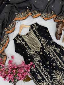 Salwar Kameez Pakistaní Negro de Lujo con Bordado y Dupatta – Traje Étnico de Diseñador para Mujer, Ideal para Bodas y Fiestas - Product Image 5