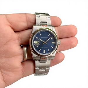 นาฬิกาข้อมืออัตโนมัติ 36 มม. ตัวล็อคแบบซ่อน สไตล์ฮิปฮอป รุ่นลิมิเต็ดอิดิชั่น คุณภาพสูง หรูหรา ขอบหน้าปัดเรียบเนียน หน้าปัดสีน้ำเงินซันเรย์ เครื่องจักรกล - Product Image 1