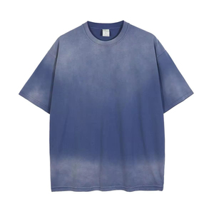 เสื้อยืดลายวินเทจสไตล์ฮิปฮอปสำหรับผู้ชาย ผ้าฝ้าย ล้างสีแบบแอซิดวอช พิมพ์โลโก้ได้ตามสั่ง ขายส่ง - Product Image 3