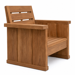 Silla de Jardín Moderna de Madera de Teca Maciza con Reposabrazos Anchos, Resistente al Agua, Duradera y Ecológica para Uso en Restaurantes y Ocio - Product Image 3