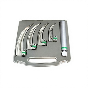 Ensemble de laryngoscopes à fibres optiques en acier inoxydable de haute qualité, 4 lames, électrique, ORL, réutilisable - Product Image 3