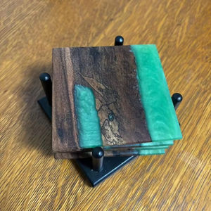 ที่รองแก้วทำจากเรซินและไม้อะคาเซียพร้อมขาตั้งสำหรับใช้ในสำนักงานงานปาร์ตี้รับประทานอาหารงานกลางแจ้งออกแบบได้ตามต้องการ - Product Image 1