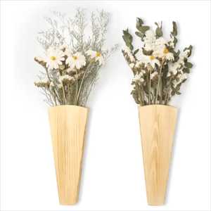 Jarrones de Madera Natural Blanqueada en Forma de Lágrima, Portaflores Minimalistas de Madera Clara para Decoración del Hogar de Estilo Escandinavo - Product Image 4