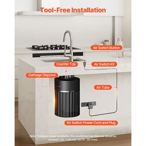 Dissipatori di rifiuti # # # #   Kit Interruttore ad Aria da 3.5 Pollici in Acciaio Inossidabile Spazzolato Argento per Lavello, ON/OFF per Rifiuti Alimentari - Product Image 4