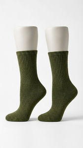 Wholesale Women's Pure Cotton Lightweight Fabric Olive Green <b>Socks</b> Outdoor Adult Wear <b>Socks</b> For Winters With Low MOQ - Product Image 6
