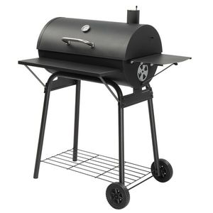 Black Barrel Charcoal Grill with Front & Side Table 571 Sq. In. Outdoor Patio <b>BBQ</b> for Backyard Parties - Product Image 1