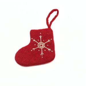 Chaussette de Noël rouge classique en laine faite à la main - Feutre doux et écologique avec design personnalisé - Product Image 3