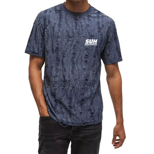 T-shirt ample imprimé couleur unie respirant écologique séchage rapide 100 % coton effet vieilli pour homme – Collection été – Vente en gros - Product Image 3