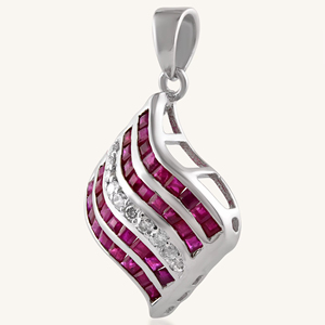 จี้เพชรและทับทิมเงินแท้ 92.5 KLSP-50284 - Product Image 1