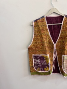 Chaleco Tradicional Hecho a Mano Estilo Kantha para Mujer, Chaqueta Boho - Product Image 3