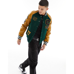 Wholesale Custom Logo Embossed Plus Size Casual <b>Summer</b> Baseball Varsity <b>Jacket</b> <b>Men</b> Sheep Fur Letterman Sportswear - Product Image 6