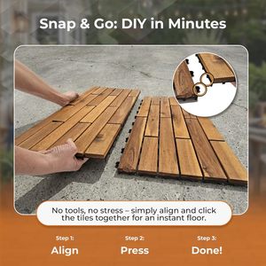 Dalles de terrasse en bois modernes 600*300mm à clipser pour l'intérieur et l'extérieur, jardin, terrasse, cour, design lisse - Product Image 2