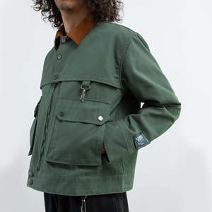 Veste en toile épaisse à doublure unie personnalisée, veste de coach, veste de travail cargo pour homme, veste de créateur pour homme - Product Image 3