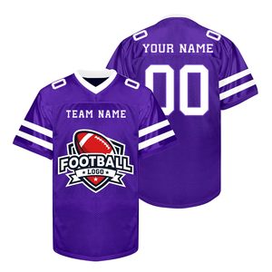 Men's Purple V-<b>Neck</b> Football Jersey Short Sleeve Custom Sublimated Print Breathable Mesh Sport Apparel All Seasons Regular Fit - Product Image 6