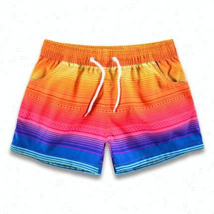 Shorts de bain décontractés pour hommes en toile à carreaux imperméable 140g polyester à séchage rapide, taille mi-haute avec cordon de serrage, pour l'été - Product Image 4