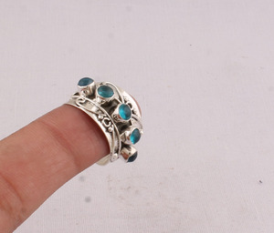 Anillo de banda de topacio azul de Londres al por mayor, plata de ley 925, minimalista, apilable, clásico, joyería de piedra preciosa natural para boda - Product Image 3