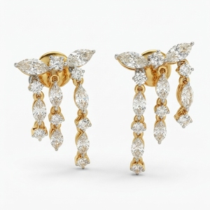 Boucles d'oreilles de luxe en or jaune 9 carats avec diamants marquise et ronds cultivés en laboratoire, certifiées IGI, 4,86 CT, pour fiançailles, mariage, fête, cadeau - Product Image 2