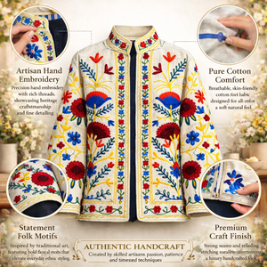 เสื้อแจ็คเก็ตผ้าฝ้ายปักลายคุณภาพบูติก ซับใน TNT คอตั้ง งานแฮนด์เมด เสื้อโค้ทบอมเบอร์สำหรับผู้หญิง - Product Image 2