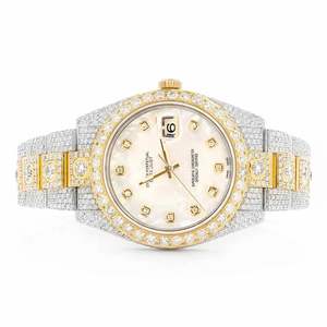 Luxury Iced Out Moissanite Watch for Men Two Tone Stainless Steel VVS Diamond Look <b>Automatic</b> Hip Hop - Product Image 1