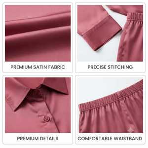 Ensemble de vêtements de nuit en satin de soie respirant pour femmes, avec chemise à manches courtes et short assorti, pyjama deux pièces - Product Image 5