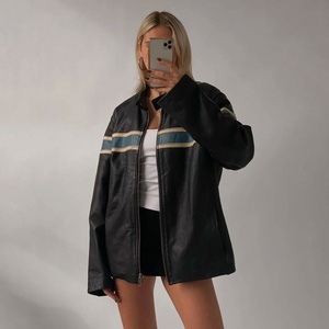 Chaquetas Holgadas de Cuero Genuino 100% para Mujer, Nuevas Chaquetas de Cuero Genuino con Cuello, Casuales y Elegantes - Product Image 1