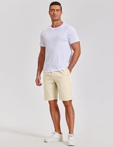 Men's Premium Woven Solid Moisture-Wicking Mid Waist Button Fly Front Logo Polyester Casual Summer Wear <b>Stretch</b> <b>Golf</b> <b>Shorts</b> - Product Image 3