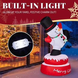 4.8FT Lighted Christmas <b>Inflatable</b> Decoration <b>Large</b> Rotating Snowman with Motor Funny Outdoor Holiday Yard Decorations Built - Product Image 6