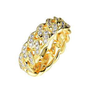 Anillo Cubano Hip Hop Chapado en Oro de 18k, Plata de Ley 925 con Incrustaciones de Moissanita VVS para Hombre y Mujer - Product Image 4