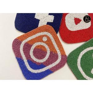 Multi Social Media Design Shaped <b>Beaded</b> Tea <b>Coaster</b> for Table Home Bar Decoration Buy Direct From Supplier - Product Image 1