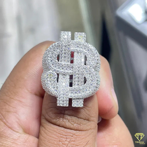 Hip Hop Lab Grown Diamond Dollar Symbol Ring For Men Luxury Fashion Jewelry - Product Image 3