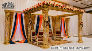Mandap de mariage traditionnel tamil moderne en FRP doré, cristal, personnalisé, en fibre spirale légère, détachable, vente en gros - Product Image 4