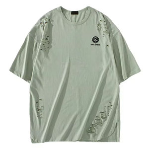 T-shirts pour hommes en coton 100% - Dernier design - Couleur unie - Coupe ample - T-shirt imprimé et délavé pour hommes - Taille adulte - Product Image 1