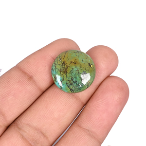 Turquesa Natural Redonda Cabujón Gema Verde Pulida 18x18mm 11.0 Cts USA para Fabricación de Joyas - Product Image 3