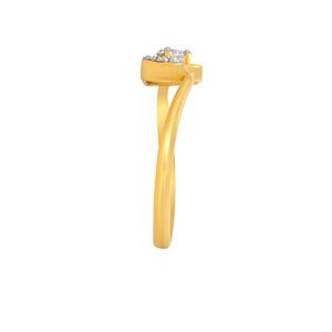 Bague en diamant tendance et artistique, minimaliste, plaquée or, en forme de cœur, avec pierre blanche de laboratoire et pierres pavées sur les côtés - Product Image 3
