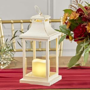 White Metal Glass Decorative <b>Lantern</b> Candle Holder Wedding Centerpiece Tabletop <b>Lantern</b> - Product Image 4