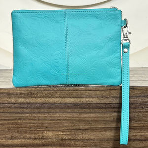 2026 Personalized Hand Tooled Leather Wristlet Clutch for Women's High Quality Genuine Hair-On Cowhide Embossed Leather <b>Wallet</b> - Product Image 5