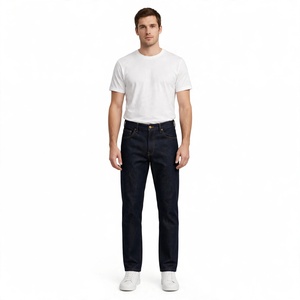 Jean large pour homme, délavé clair, taille haute, coupe ample, en denim bleu uni, décontracté, avec rivets et boutons, exporté du Bangladesh - Product Image 5
