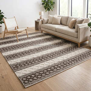 Boho Wool Cotton Runner Rug with Green Tribal Stripe Pattern for Hallway, Entryway & Modern Interiors - Product Image 4