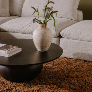 Mesa de Centro Rolf Acacia Redonda Negra de Madera Maciza con Pedestal Esférico, Soporte para Té, Mueble Moderno Minimalista para Sala de Estar - Product Image 3