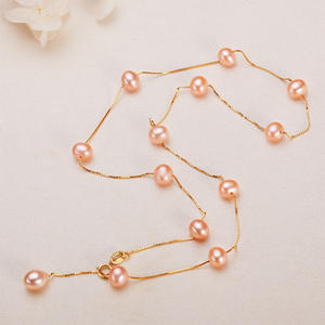 Collar de Perlas de Agua Dulce con Forma de Arroz y Cadena de Caja de Perlas de Zhuji al por Mayor para Mamá, Collar de Perlas de Aleación de Cobre con Diseño de Cielo Estrellado para Mujer - Product Image 3