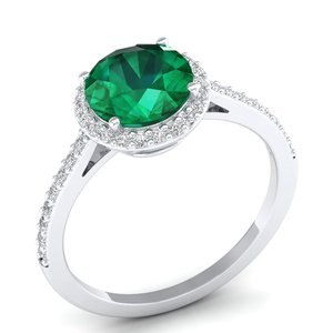 Anillo de compromiso REYES de plata de ley 925 con esmeralda de corte redondo de 1.75 quilates y moissanita para mujer, precio mayorista - Product Image 2
