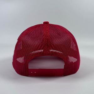Casquette Trucker 5 Panneaux Personnalisée en Relief, Rouge Polaire, Snapback Unisexe, Ajustable, Performance Décontractée pour Sports de Plein Air - Product Image 4
