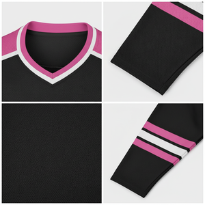 เสื้อฮอกกี้น้ำแข็งแบบซับลิเมชั่นคุณภาพสูงสำหรับผู้ชาย สีขาว เหลือง ดำ ลายทาง คอวี แขนยาว ระบายเหงื่อได้ดี - Product Image 4