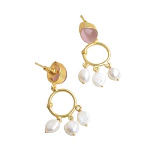 Boucles d'oreilles pendantes en laiton naturel, perle de qualité supérieure, véritable cristal de guérison, finition en laiton antique, sans nickel, durables, de haute qualité - Product Image 4