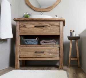 Mueble de baño de madera con cajones de almacenamiento, mueble de lavabo de madera maciza, adecuado para diseños de baño de lujo y minimalistas. - Product Image 1