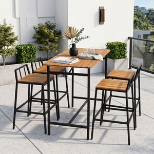 Ensemble de salle à manger d'extérieur en bois d'acacia, 5 pièces, table et chaises de jardin résistantes aux intempéries - Product Image 3