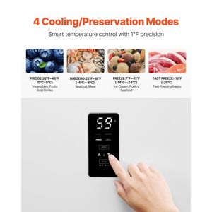 Congelatore Verticale Convertibile No-Frost da 14 Cu.Ft con Pannello di Controllo Temperatura, Allarme Apertura Porta Regolabile e Funzione di Regolazione Allarme - Product Image 4